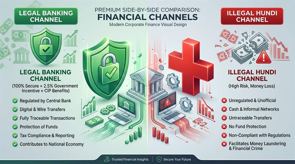Legal Banking Channel vs Hundi Safety Comparison বৈধ ব্যাংকিং চ্যানেলের নিরাপত্তা বনাম হুন্ডি